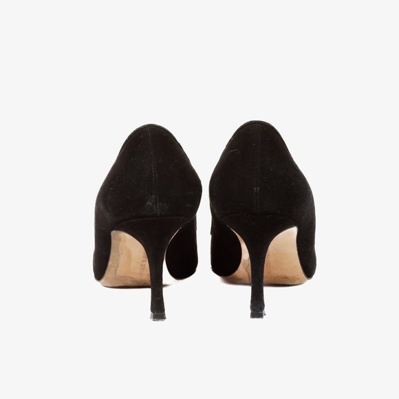 Manolo Black Suede Pointed Toe Pumps - Picture 3 of 8